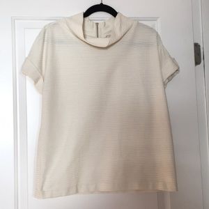 Anthropologie white mock neck top, size L